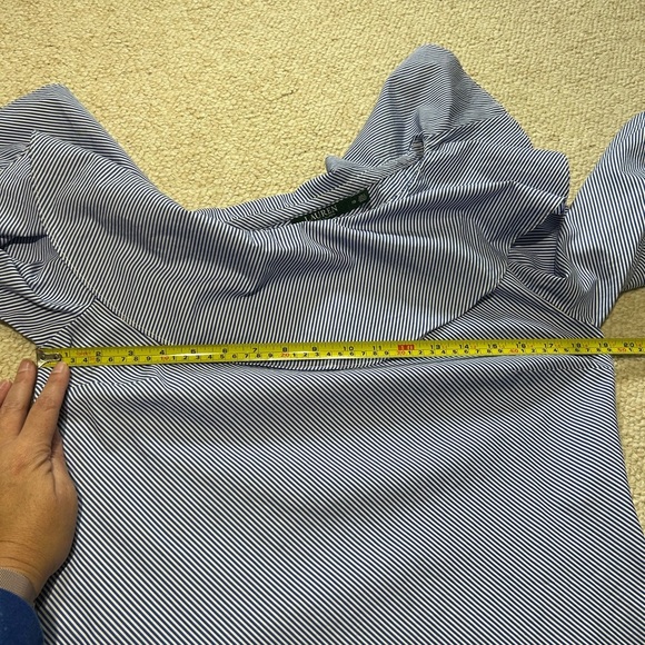 Lauren Ralph Lauren LRL Ruffle Collar Blue Striped Off-Shoulder Top Size 10. - Picture 4 of 12